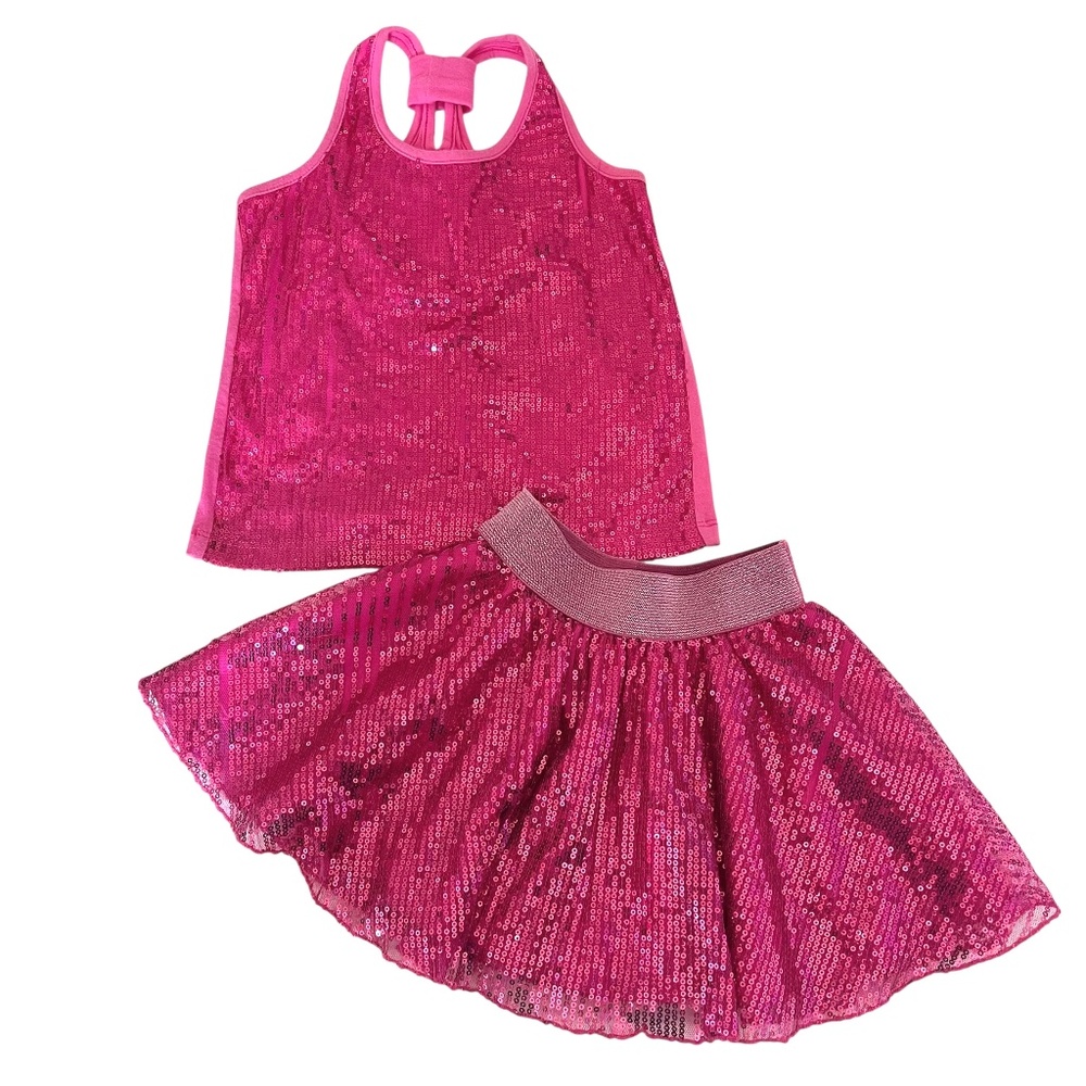 Lipstik Girls Pink Sequin Skirt and Tank Top 3T
